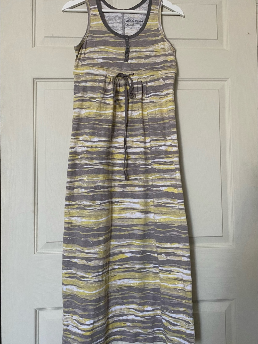Eddie Bauer Gray, Yellow and White Striped Tank Dress